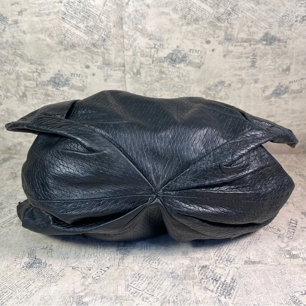 Treesje Black Leather Shoulder Bag Soft Leather Silver Hardware Designer Purse